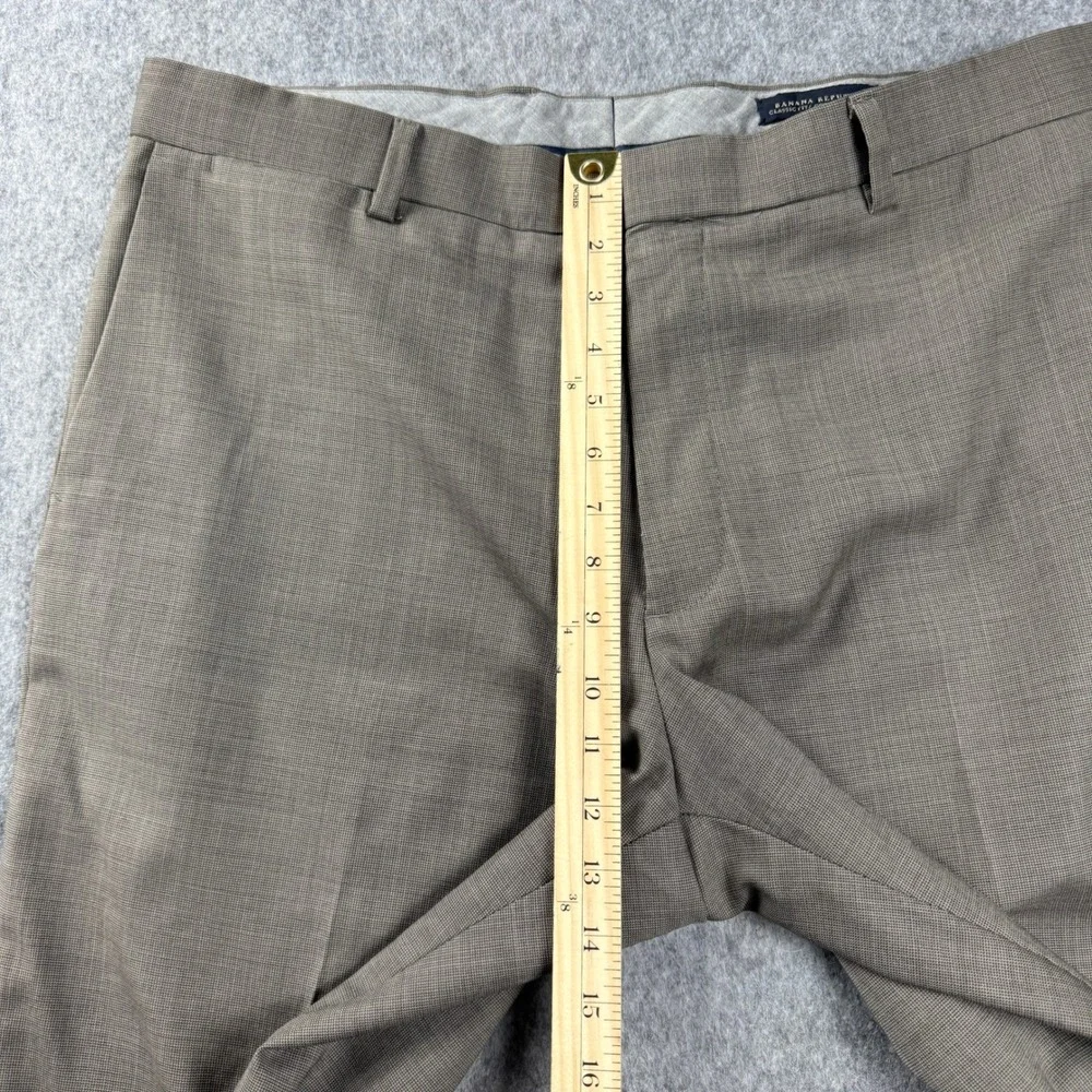 Banana Republic Dress Pants 38x33 Classic Fit Textured Wool Blend Brown Textured